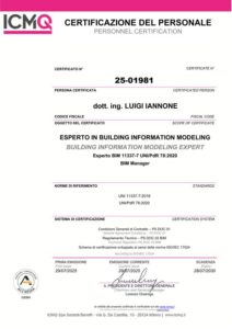 ICMQ BIM Expert – BIM Manager certificate no. 25-01981